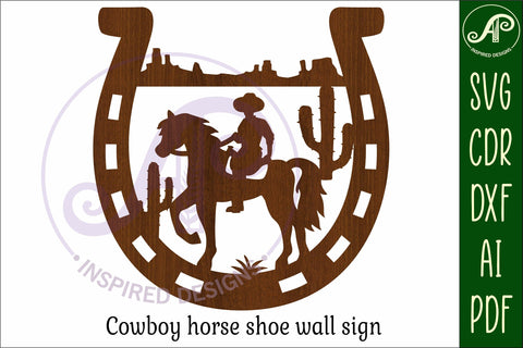 Cowboy Horse shoe wall art sign, SVG file SVG APInspireddesigns 