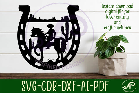 Cowboy Horse shoe wall art sign, SVG file SVG APInspireddesigns 