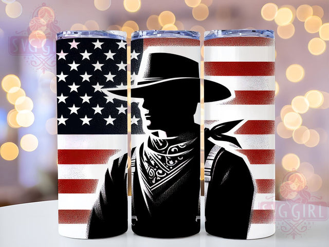 Cowboy Patriotic Tumbler Wrap, Western Design Tumbler, 20oz Sublimation Wrap, Digital Download Tumbler, Country Western Art, Americana Drinkware, Cowboy Gift, Rustic Tumbler Design Sublimation SvggirlplusArt 