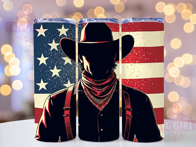 Cowboy Patriotic Tumbler Wrap, Western Design Tumbler, 20oz Sublimation Wrap, Digital Download Tumbler, Country Western Art, Americana Drinkware, Cowboy Gift, Rustic Tumbler Design Sublimation SvggirlplusArt 