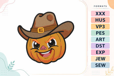 Cowboy Pumpkin with Hat Halloween Embroidery Design Embroidery/Applique DESIGNS sg embroidery 