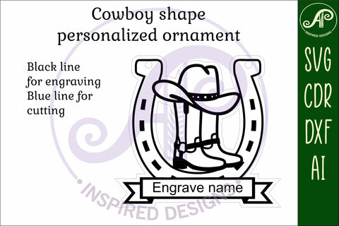 Cowboy rodeo Christmas Ornament SVG laser cut SVG APInspireddesigns 