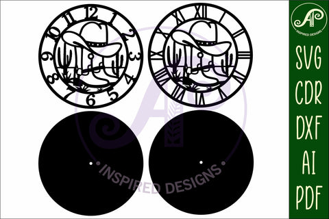 Cowboy rodeo clock laser cut files, SVG file SVG APInspireddesigns 