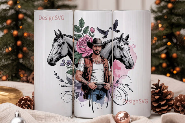 Cowboy Romance 20oz Tumbler Wrap Sublimation DesignSVG 