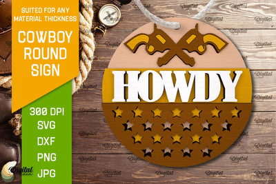 Cowboy Round Sign Laser Cut. Cowboy Western SVG SVG Evgenyia Guschina 