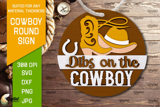 Cowboy Round Sign Laser Cut. Cowboy Western SVG SVG Evgenyia Guschina 
