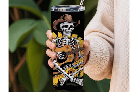 Cowboy Skeleton Guitarist 20oz Tumbler Sublimation DesignSVG 