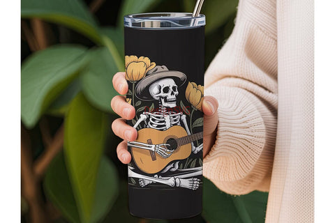 Cowboy Skeleton Guitarist 20oz Tumbler Sublimation DesignSVG 