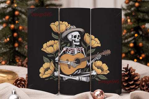 Cowboy Skeleton Guitarist 20oz Tumbler Sublimation DesignSVG 
