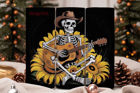 Cowboy Skeleton Guitarist 20oz Tumbler Sublimation DesignSVG 