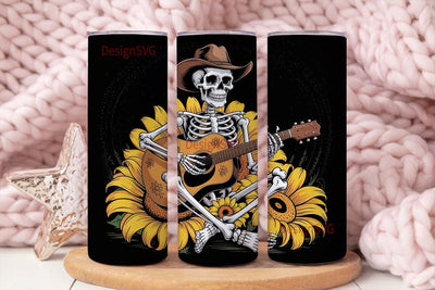 Cowboy Skeleton Guitarist 20oz Tumbler Sublimation DesignSVG 