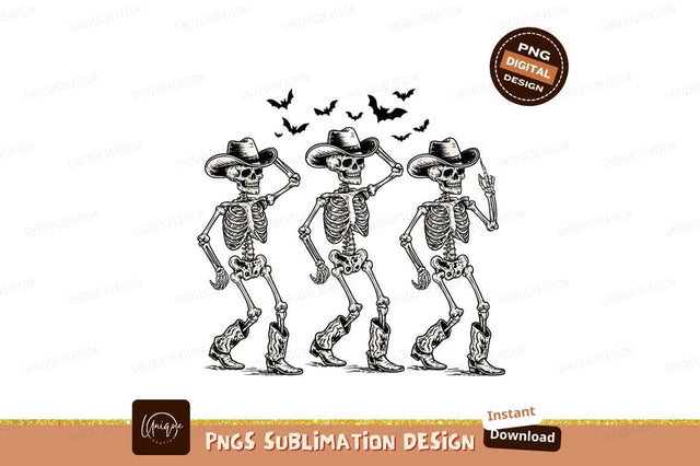 Cowboy Skeletons Halloween Bats Sublimation Png Image Sublimation Designangry 