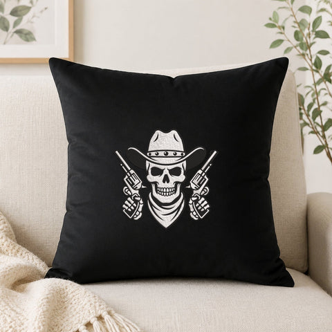 Cowboy Skull Embroidery Design – Western Skull with Revolvers Machine Embroidery File Embroidery/Applique DESIGNS PatternFeed8 