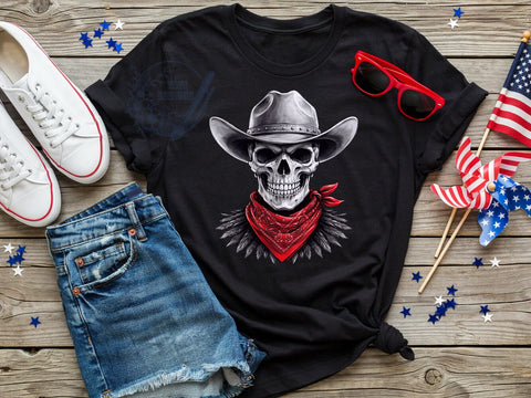 Cowboy Skull Horror T-Shirt PNG, Cowboy Skull, Horror Style, Gothic Vibes, Western Fashion, Sublimation PNG, Statement Shirt, Spooky Apparel Sublimation ToriDesigns 