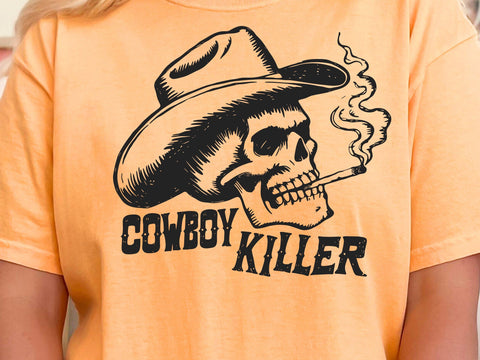 Cowboy Skull Svg Png, Western Skeleton tattoo Art Shirt, Grunge Smoker Skull T-Shirt SVG DesignDestine 