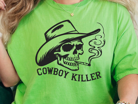 Cowboy Skull Svg Png, Western Skeleton tattoo Art Shirt, Grunge Smoker Skull T-Shirt SVG DesignDestine 