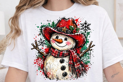 Cowboy Snowman Christmas PNG Sublimation SVG DesignDestine 