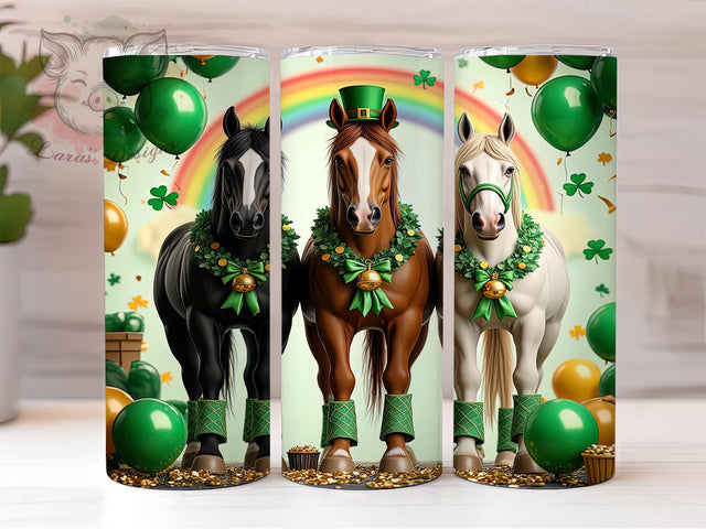 Cowboy St. Patrick's Horse Lover Tumbler, Western Tumbler, Horse Lover Gift, 20oz Tumbler Wrap, Sublimation Design, Irish Western Decor, Cowboy St. Patrick's Sublimation Lara' s Designs 