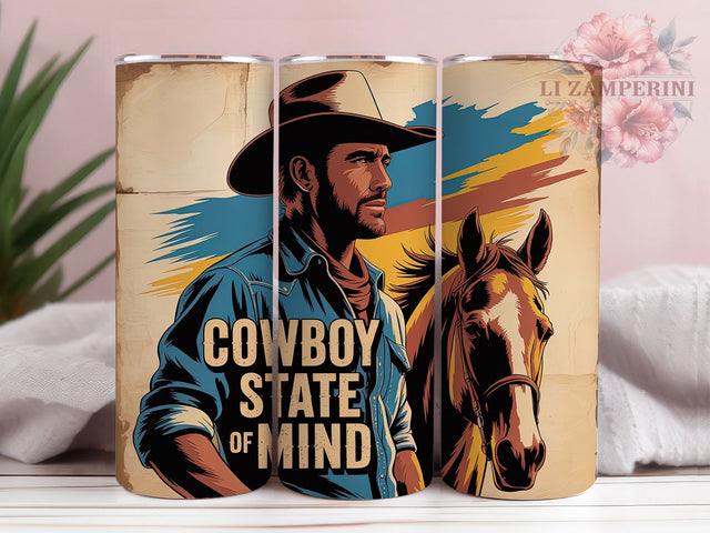 Cowboy State Mind 20oz Tumbler, Cowboy State of Mind Quote, Western Wrap Design, Rustic Cowboy Sublimation, 20oz Tumbler Wrap, Sublimation Design PNG, Country Western Gift Sublimation Li Zamperini 