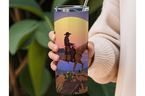 Cowboy Sunset 20oz Tumbler Wrap Sublimation DesignSVG 