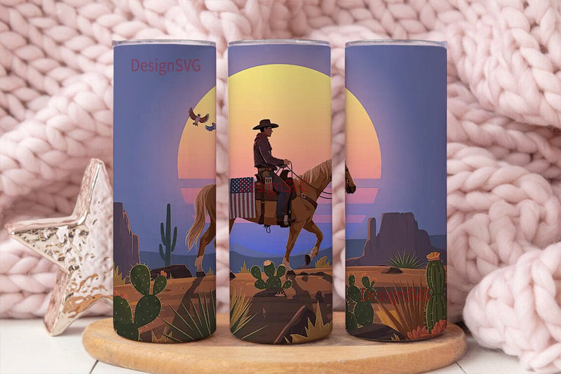 Cowboy Sunset 20oz Tumbler Wrap Sublimation DesignSVG 