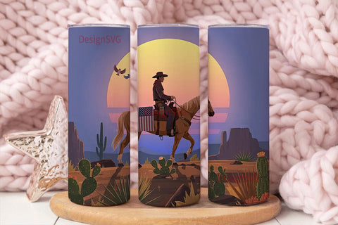 Cowboy Sunset 20oz Tumbler Wrap Sublimation DesignSVG 