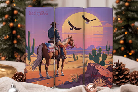 Cowboy Sunset 20oz Tumbler Wrap Sublimation DesignSVG 