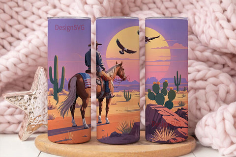Cowboy Sunset 20oz Tumbler Wrap Sublimation DesignSVG 