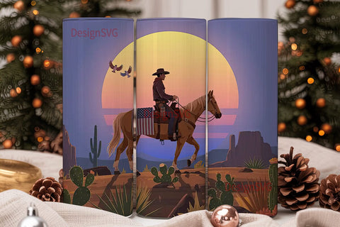 Cowboy Sunset 20oz Tumbler Wrap Sublimation DesignSVG 