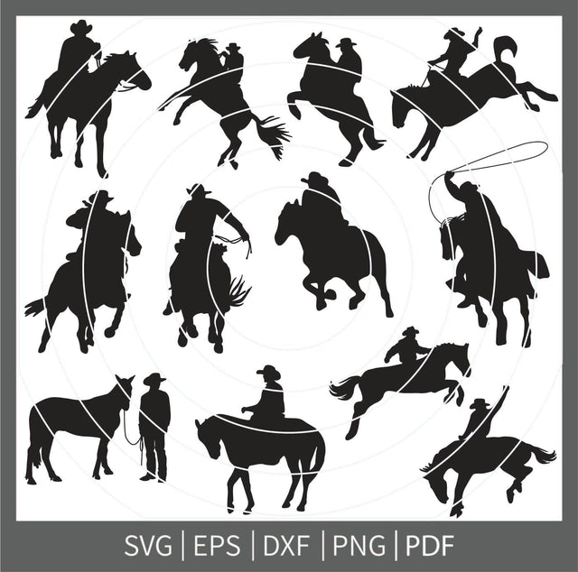 Cowboy svg, Cowboy SVG Bundle, Cowboy Silhouette, Cowboy Cut Files, Cowboy png, Horse riding svg, Roping png, Horse Svg, Cowboy Clipart SVG Dinvect 
