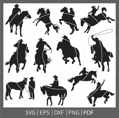 Cowboy svg, Cowboy SVG Bundle, Cowboy Silhouette, Cowboy Cut Files, Cowboy png, Horse riding svg, Roping png, Horse Svg, Cowboy Clipart SVG Dinvect 