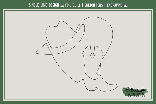 Cowboy-Themed Heart Design, single line design SVG Boertiek 