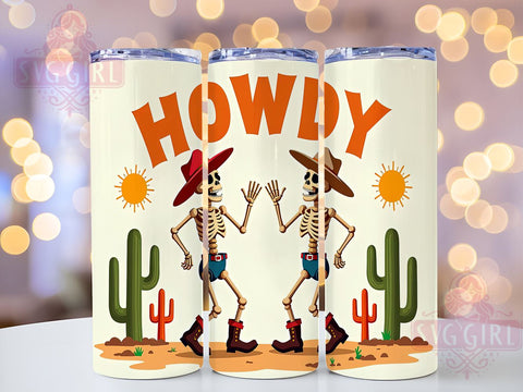 Cowboy Tumbler Wrap, Skeleton Design PNG, 20oz Tumbler Template, Desert Sublimation, Howdy Cowboy Art, Cute Tumbler Graphic, Western Digital Download Sublimation SvggirlplusArt 
