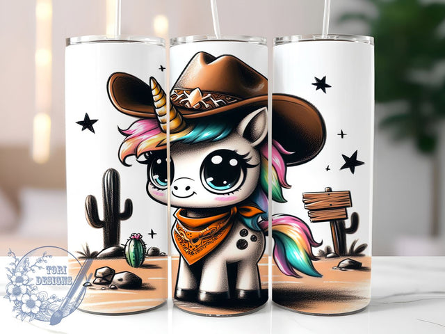 Cowboy Unicorn 20oz Tumbler Wrap, Cute Cowboy Unicorn, Unicorn Tumbler, Tumbler Wrap, 20oz Sublimation, Western Unicorn, Fun Drinkware, Unique Gift Sublimation ToriDesigns 