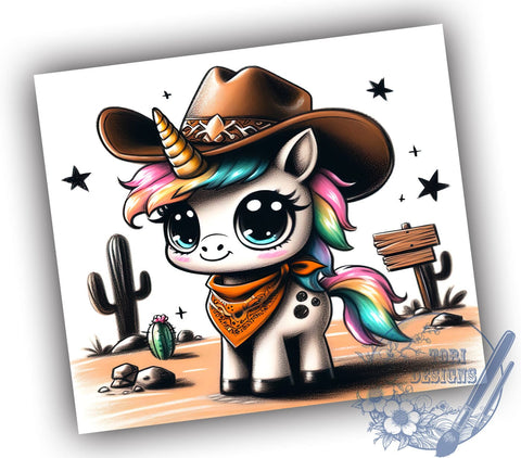 Cowboy Unicorn 20oz Tumbler Wrap, Cute Cowboy Unicorn, Unicorn Tumbler, Tumbler Wrap, 20oz Sublimation, Western Unicorn, Fun Drinkware, Unique Gift Sublimation ToriDesigns 