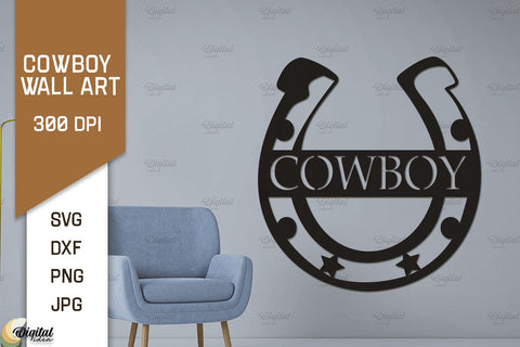 Cowboy Wall Art Laser Cut Bundle. Cowboy Paper Cut SVG Evgenyia Guschina 