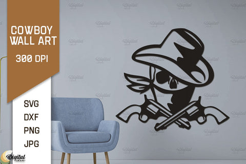 Cowboy Wall Art Laser Cut Bundle. Cowboy Paper Cut SVG Evgenyia Guschina 
