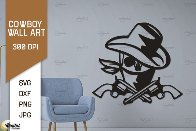 Cowboy Wall Art Laser Cut. Ranch Design SVG. Cowboy Paper Cut SVG Evgenyia Guschina 