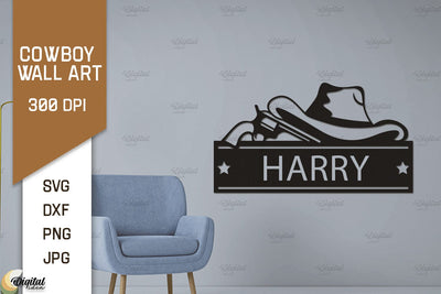 Cowboy Wall Art Laser Cut. Ranch Design SVG. Cowboy Paper Cut SVG Evgenyia Guschina 