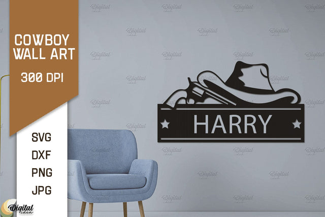 Cowboy Wall Art Laser Cut. Ranch Design SVG. Cowboy Paper Cut SVG Evgenyia Guschina 