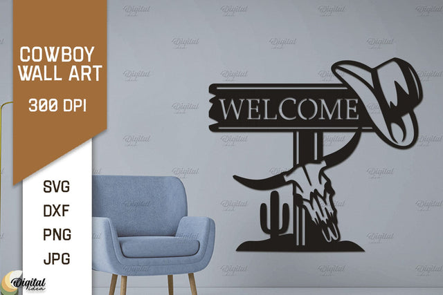 Cowboy Wall Art Laser Cut. Ranch Design SVG. Cowboy Paper Cut SVG Evgenyia Guschina 