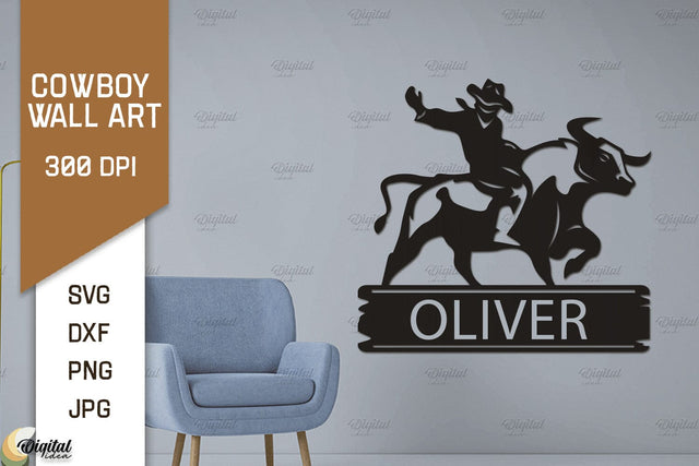 Cowboy Wall Art Laser Cut. Ranch Design SVG. Cowboy Paper Cut SVG Evgenyia Guschina 