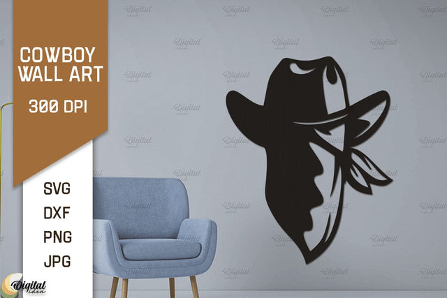 Cowboy Wall Art Laser Cut. Ranch Design SVG. Cowboy Paper Cut SVG Evgenyia Guschina 
