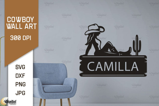 Cowboy Wall Art Laser Cut. Ranch Design SVG. Cowboy Paper Cut SVG Evgenyia Guschina 