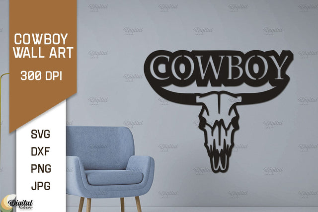 Cowboy Wall Art Laser Cut. Ranch Design SVG. Cowboy Paper Cut SVG Evgenyia Guschina 
