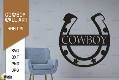 Cowboy Wall Art Laser Cut. Ranch Design SVG. Cowboy Paper Cut SVG Evgenyia Guschina 