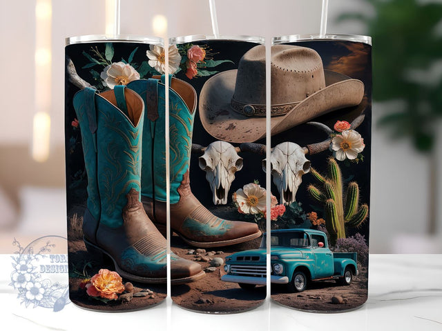 Cowboy Western 20oz Skinny Tumbler, Cowboy Tumbler Png, Straight & Tapered Tumbler Wrap, Instant Digital Download Sublimation ToriDesigns 