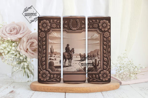 Cowboy Western Desert 20oz Tumbler Wrap Sublimation sassyprint 