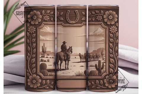 Cowboy Western Desert 20oz Tumbler Wrap Sublimation sassyprint 