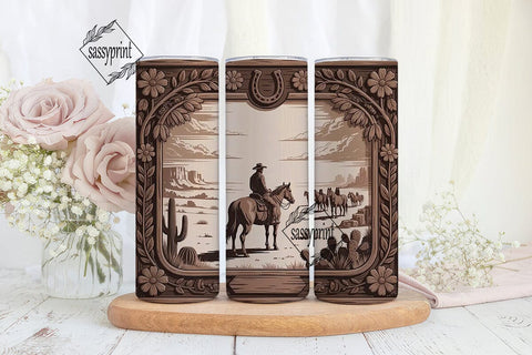 Cowboy Western Desert 20oz Tumbler Wrap Sublimation sassyprint 